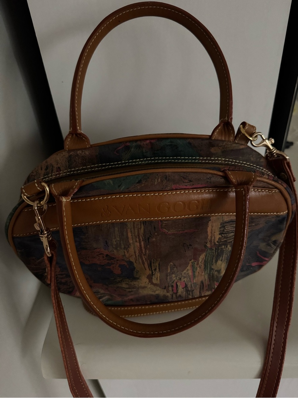 Van Gogh Brown Multi-Color Leather-Trim Satchel